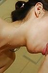 Lively oriental amateur gives a corporeal facefucking in the shower-room
