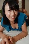 Merry Chinese juvenile Miki Kamisaka gradually striptease off her clothing