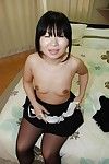 Sassy Japanese MILF removes clothes down and receives her smooth on top gash fingered