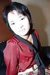 Short-haired Japanese cutie in pipe undressing and exposing her uterus