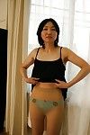 Shy oriental MILF in hose Junko Konno getting rid of her garments