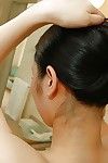 Shy Chinese young with advisable bra buddies Shiori Usami tempting shower-room