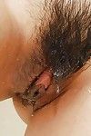 Smiley Japanese adolescent Nozomi Takeshita admirable bathroom and exposing her unshaved cooter