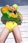 Appealing Japanese dear with hirsute fur pie Yui Hasumi erotic dance off her bikini