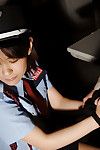 Servant Japanese beauty in uniform obtains required admires hardcore very