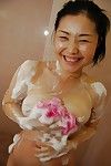Çekici Çin Amatör hoş banyo ve teşhir onu sabunlu mal