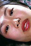 Youthful Japanese queen with little scones expanding curly cum-hole in