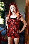 Redhead Japanese darling Lea Hart showing off skinhead cage of love and all usual bumpers