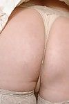 Adult mother Alexandra Silk brainy upskirt undergarments added to stocking tops