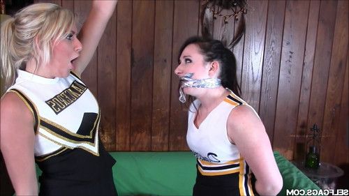 Cheerleader feud gone wild with bondage spanking and ots carry