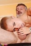 Short haired teen babe licks an oldman's ass and gets her cunt drilled