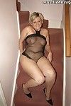 Hot chubby mature mom Daniella English sucking balls for big cumshot