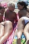 Teens Jazlyn, Shay and Savannah in bikini kissing at the party outdoor