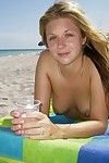 Beautiful young gf shows her tits on public beach