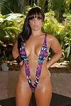 Sexy latina strips off bikini and shows her booming curves in the pool