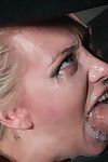 Blindfolded and bound down in stocks onto a sybian, jeanie is quivering with ner