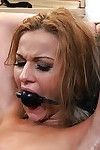 Blonde babe fucking with a gag in her mouth in a dirty BDSM action