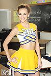 Cheerleader schoolgirl Katie Jordin spreading pussy in classroom
