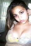 Hot latina cutie with nice boobies shows them off in sexy outfits