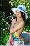 Brunette glamour babe Vikki Mauri flaunting tiny teen breasts outdoors