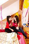 Playful teenage floosies have some lesbian humping and pussy licking fun