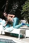 Anal loving whore Adirana Chechik posing poolside in mermaid cosplay