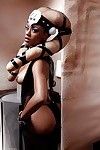 Busty ebony babe Rihanna Rimes masturbating pornstar cunt in cosplay outfit