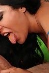 Latina cougar gives a fervent blowjob with ball licking for cum in her mouth