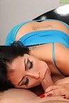 Latina cougar gives a fervent blowjob with ball licking for cum in her mouth