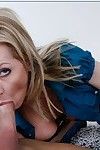 Gorgeous MILF Emma Starr gives a proper blowjob and gets shagged tough