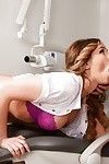 Amazing nurse Aleska Diamond posing in stockings for her hot doctor