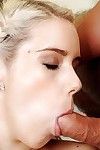 Beautiful blonde chick Nesty uses lips and tongue to suck cum from dick