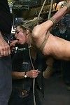 Babe gets tied up, fisted and fucked in real public biker bar