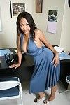 Black hottie Lacey DuValle strips off her sexy dress on the office desk