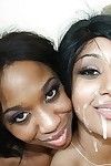 Black babes Jadena and London have hardcore orgy with a big dick