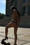 Babe gets stripped, tied up and fucked outdoor in public places