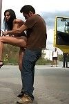 Babe gets stripped, tied up and fucked outdoor in public places