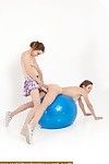 Training and straponfucking a fit girl on the fitball