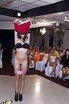 Wild party with beautiful clothed ladies playing with strippers cock