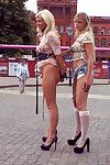 Two gorgeous busty blondes disgraced for your pleasure. rope bondage, hard fucki