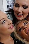 Three old and teen lesbians make out an get