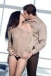Latina brunette Megan Salinas kissing man before doggystyle sex