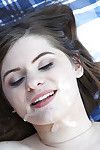 Outdoor blowjob by slender young brunette Alice March on the grass