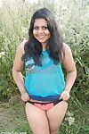 Amateur indian exhibitionist plays with her pussy in public