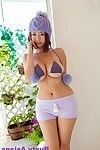 Busty asian tomomi nakagawa incredible big tits in purple bikini