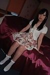Lovely asian teen Chisa Nagata getting nude and vibing her slit