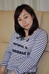 Playful asian teen Kasumi Ayano undressing and vibing her clit