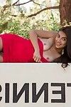Cute exotic amateur in a red dress