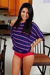 Brunette latina teen Serena undressing her tight pussy and ass
