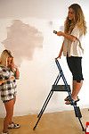 Teenage sweeties have some painting fun turning into lesbian sex